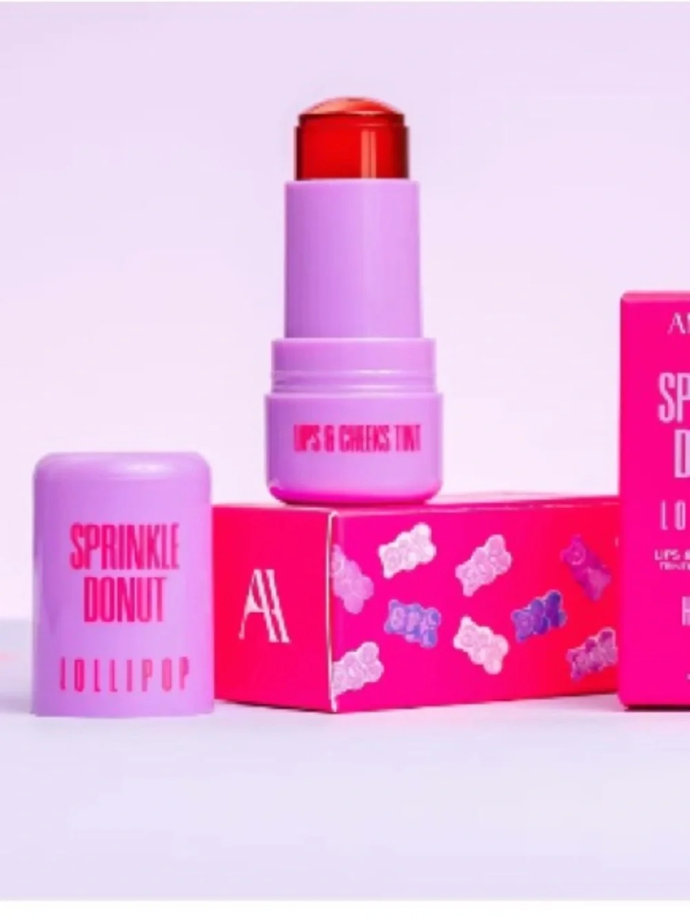 *Buy Now” Aminnah Sprinkle Donut Lollipop Lips & Cheeks Tint — Hot Pink